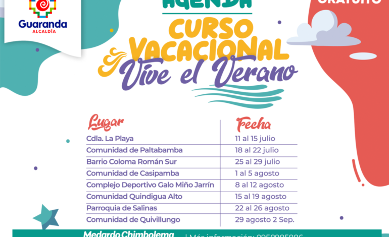 Agenda del Curso Vacacional «Vive el Verano 2022»