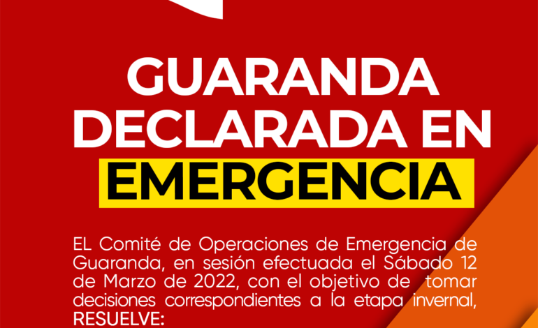 GUARANDA DECLARADA EN EMERGENCIA